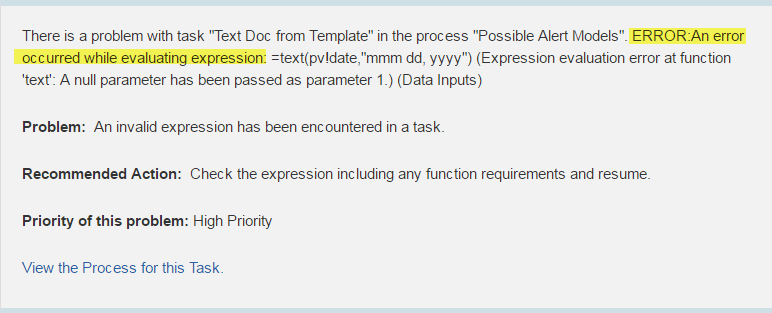image of message - error occurred while evaluating expression 