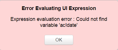 image of message - could not find variable while evaluating UI expression 
