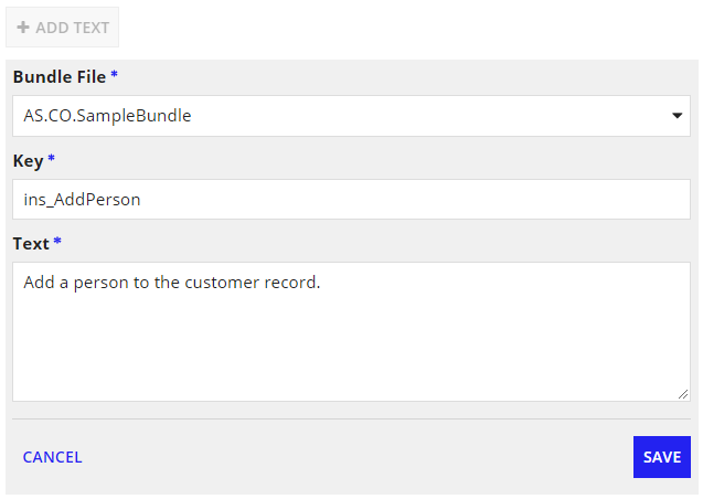 /add text form with bundle populated