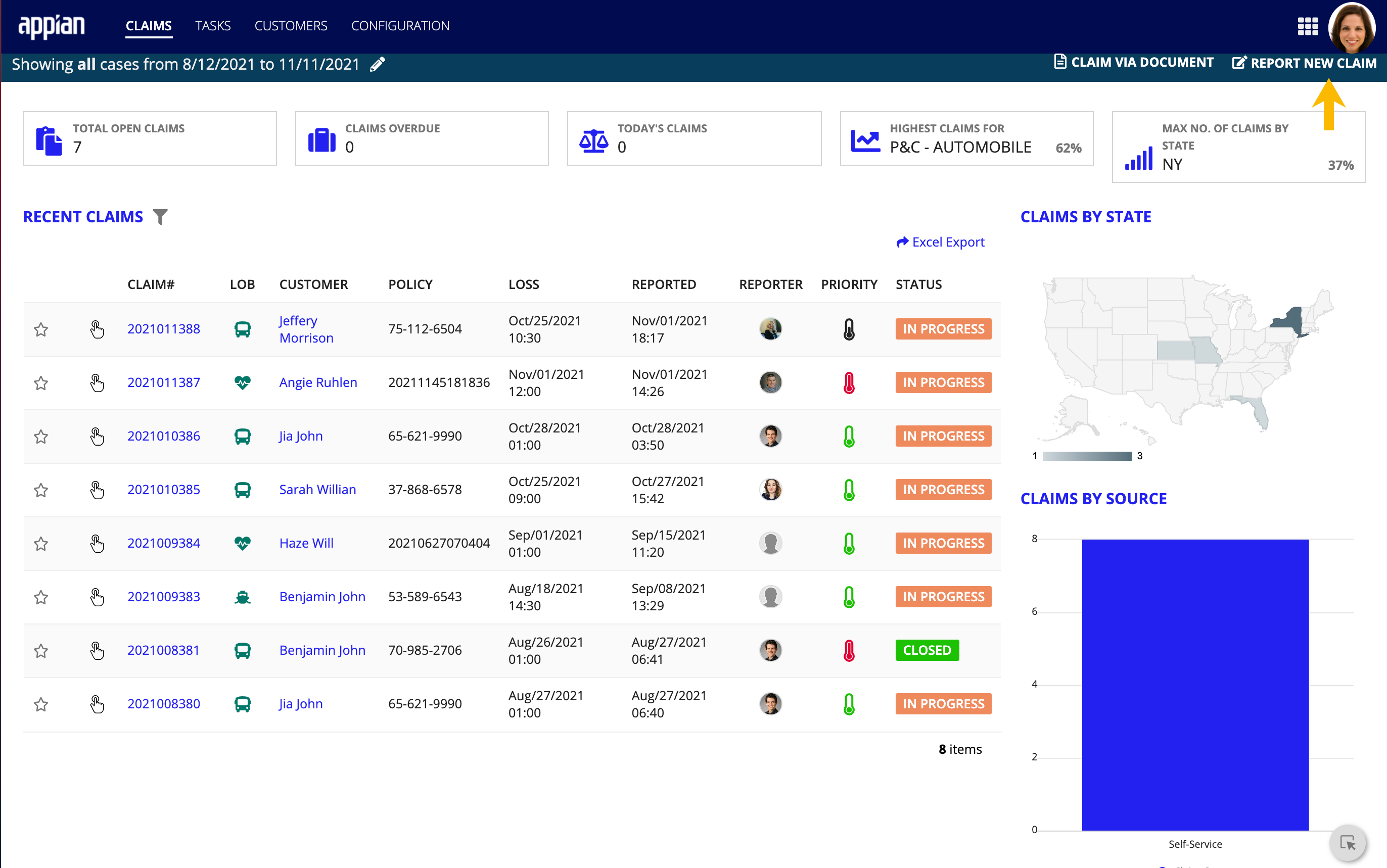 /cc report new claim