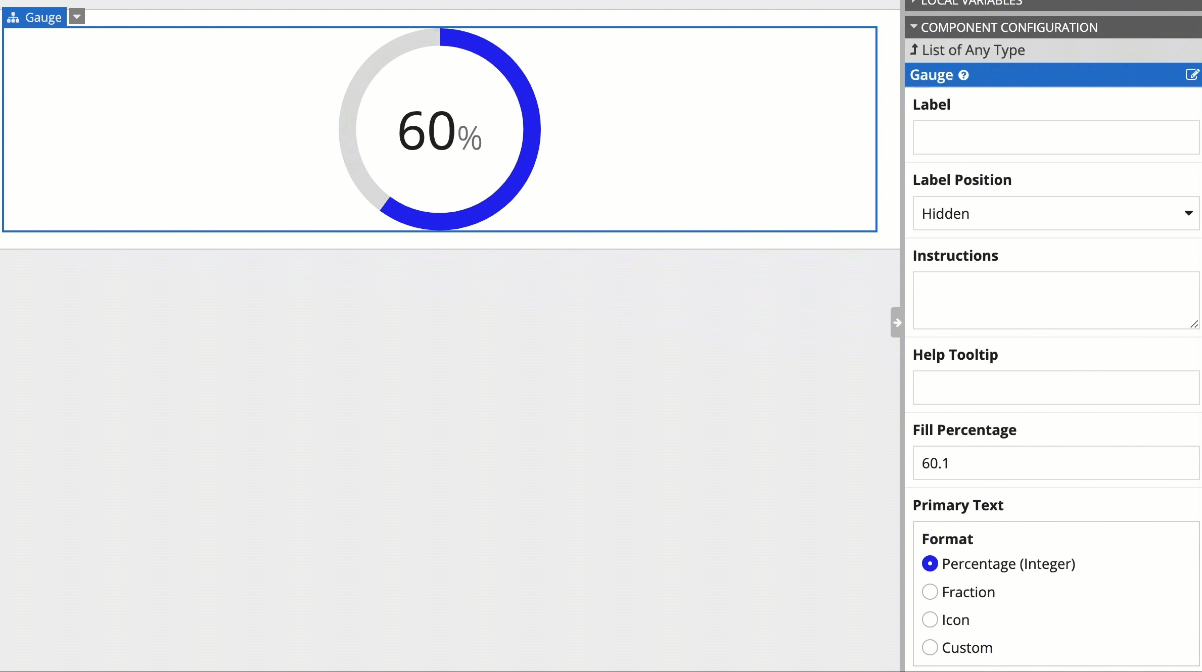 gif of editing the value in the middle of the gauge using design mode
