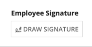 screenshot showing the signature component with a label reading Employee Signature