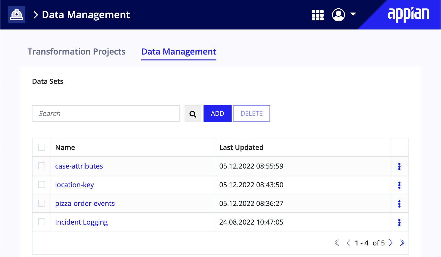 Data Management Tab