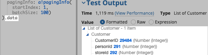 Query test output - data only