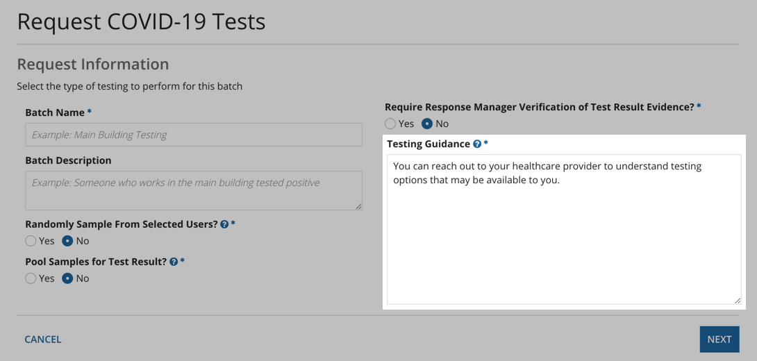 testing guidance