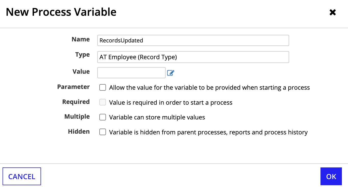 New process variable - RecordsUpdated