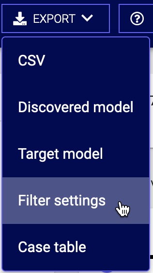 Export filter settings