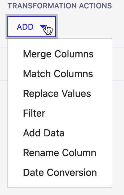 Add transformation drop down