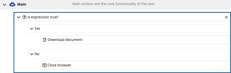 Conditional action screenshot