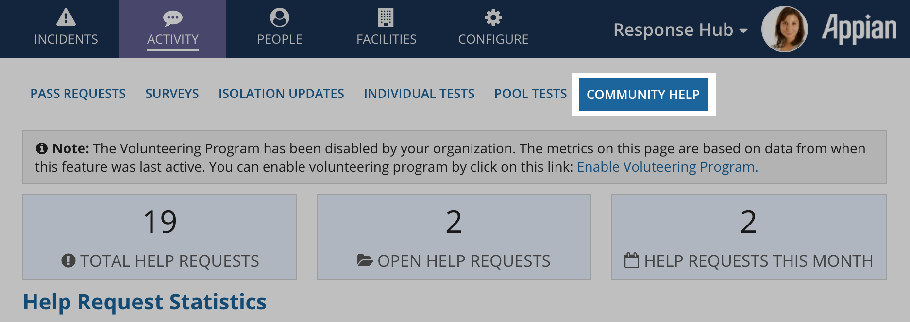 community help in the response hub