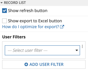 Select a User Filter
