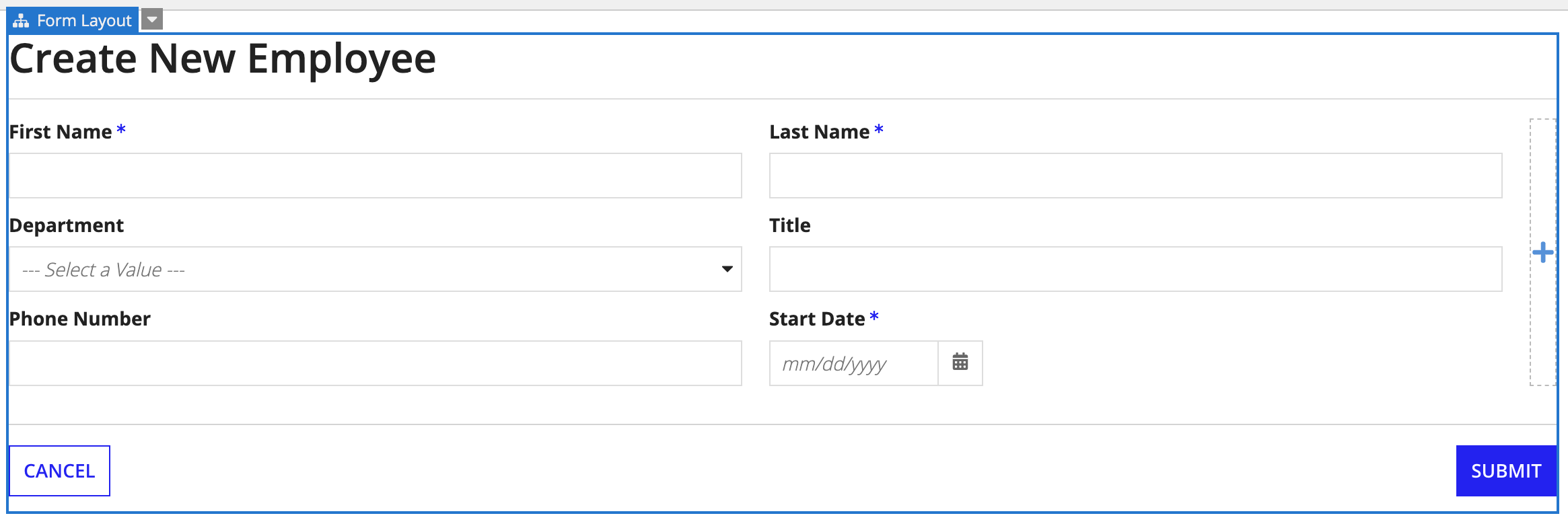 Form with renamed fields