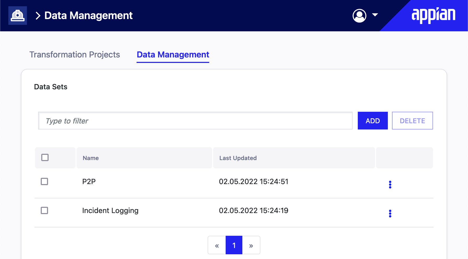 Data Management Tab