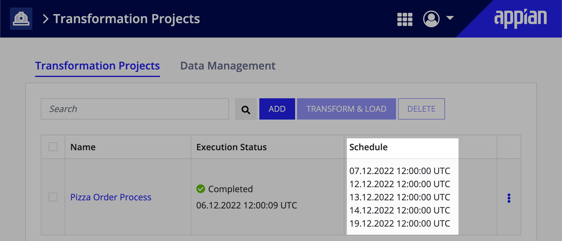 Schedule Transformation Project