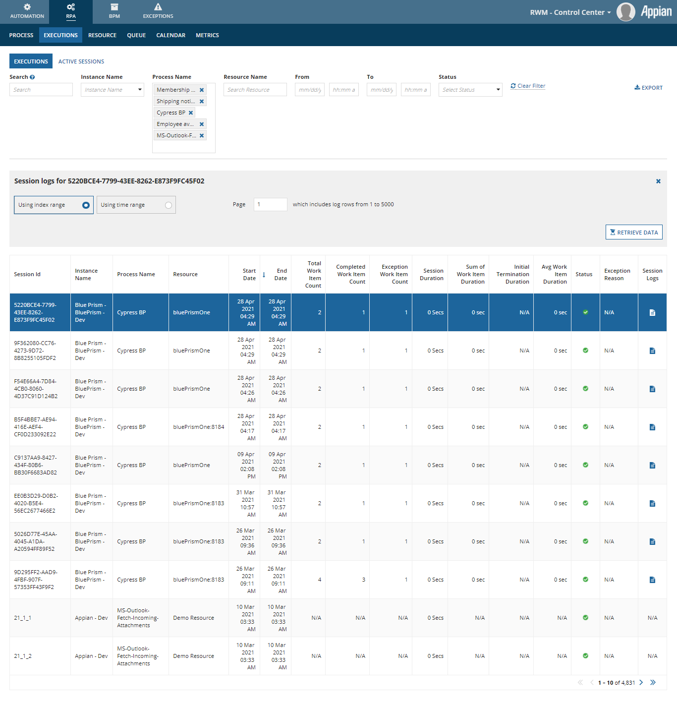 RPA Resource Tab