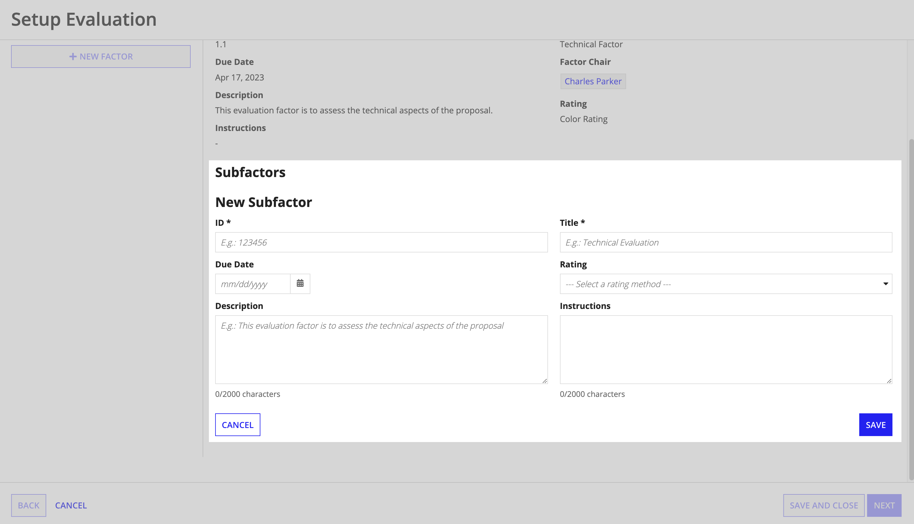 /Setup Sub Factor