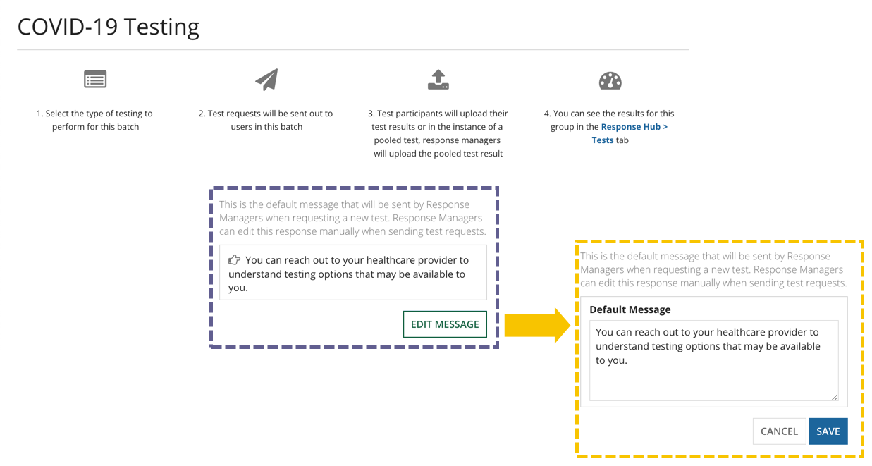 edit COVID-19 testing message