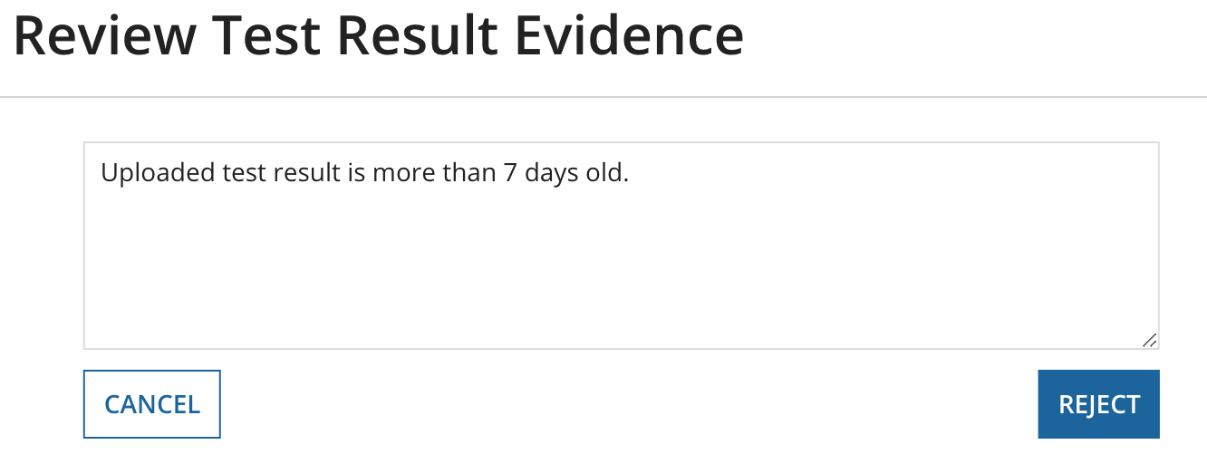 review test rejected