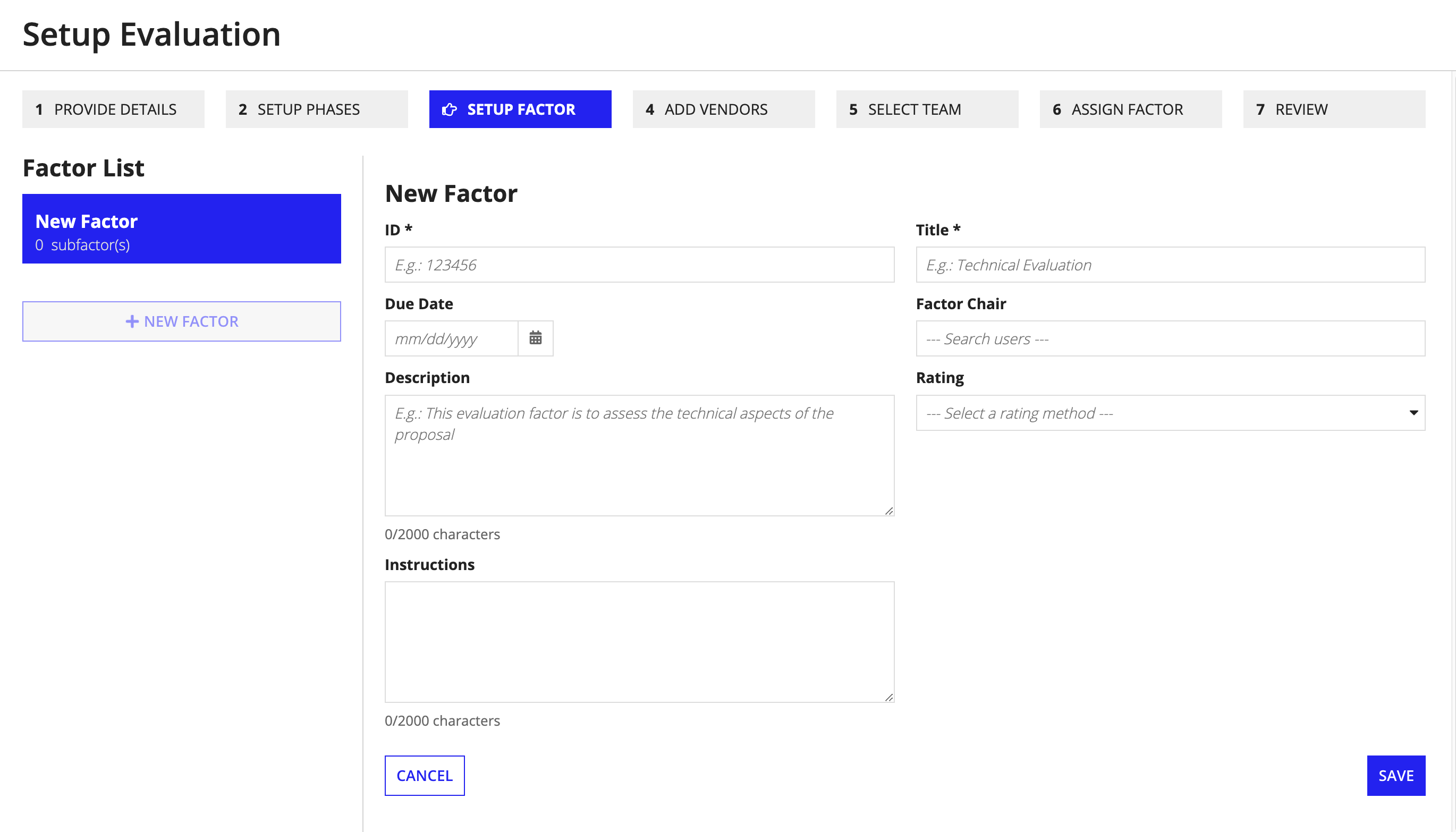 /Setup Factors