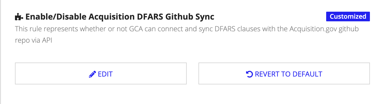 /enable disable DFARS sync