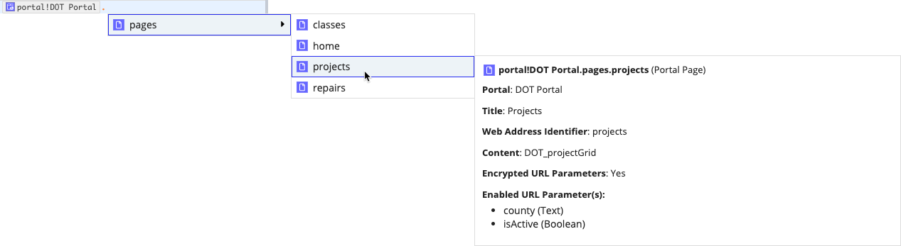 example of referencing a portal page
