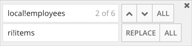 screenshot of the find and replace behavior in expression mode