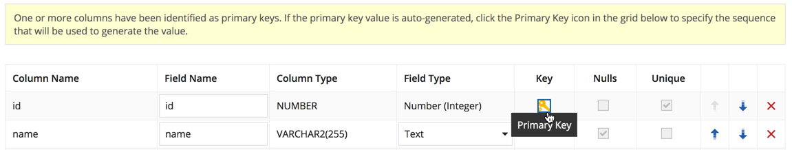 CDT builder primary key icon