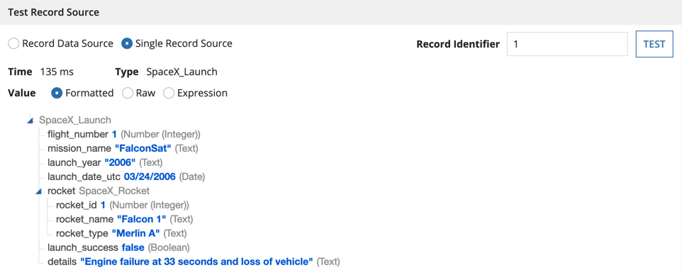 record type test pane single record