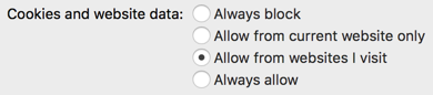 Safari cookie setting