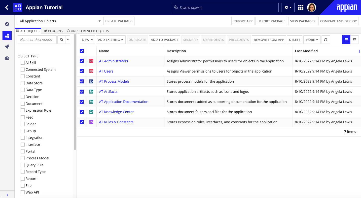 screenshot of the build view