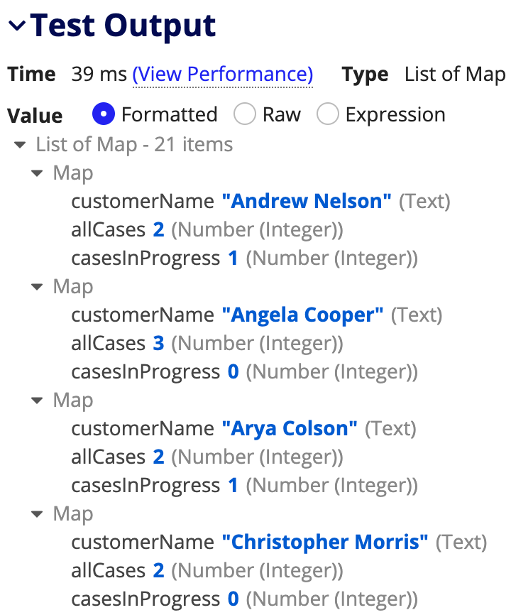 Returns the total count of cases and the total count of critical cases for each customer