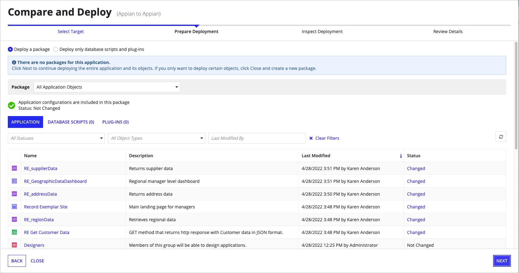 screenshot of the prepare deployment user interface for deploying an application