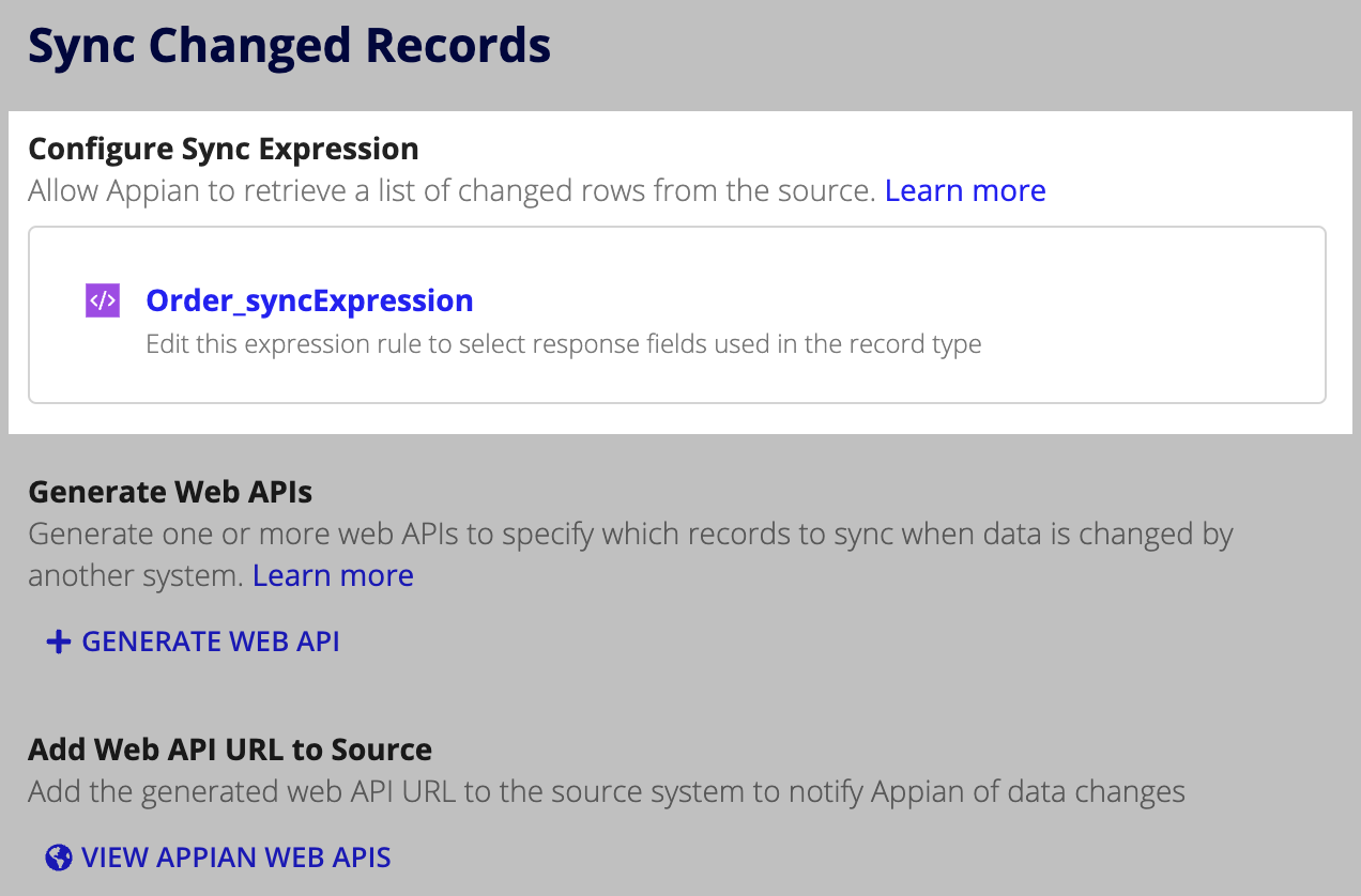 Configure Sync Expression