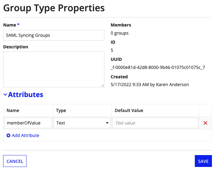 Example Group Type Attribute