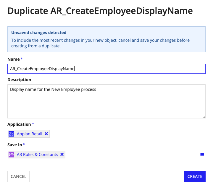 object duplication dialog with unsaved changes