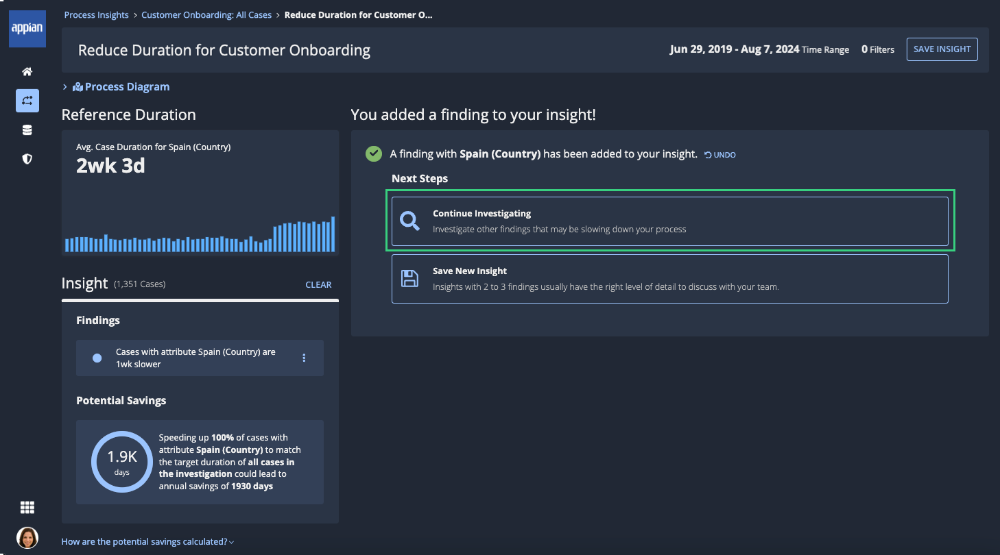 Active investigation page with the Investigate Attributes action highlighted