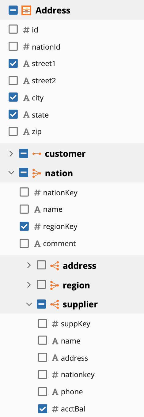 Record type query field selection