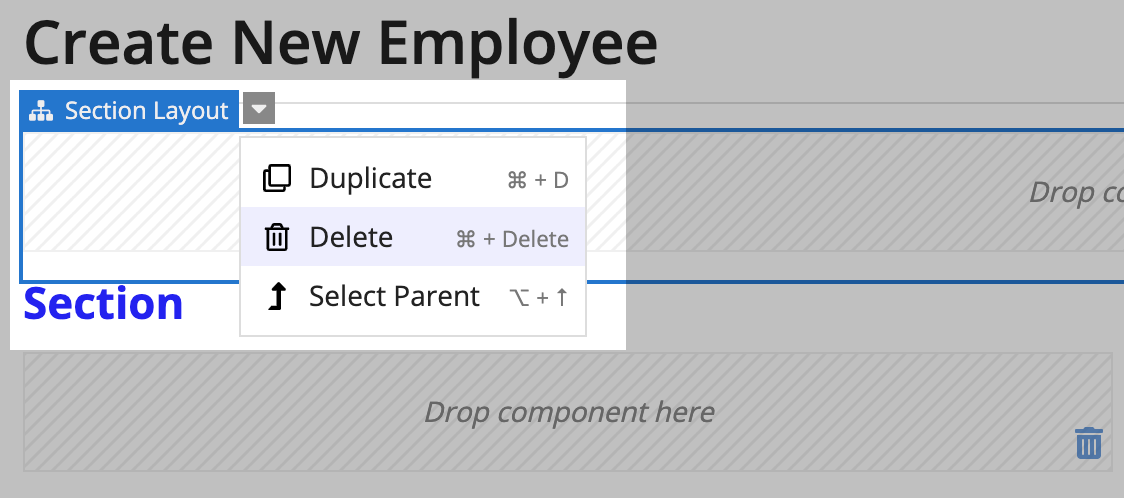 Delete section component