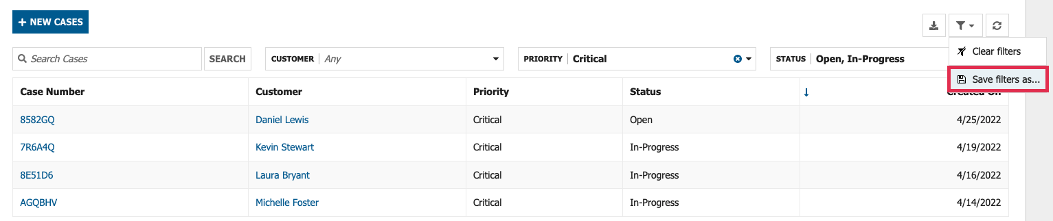 User-Saved Filters