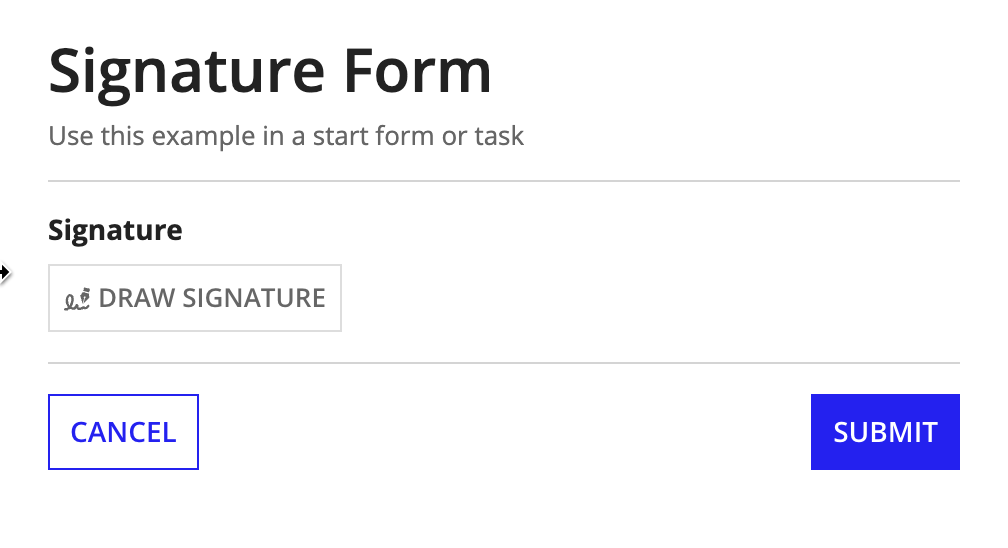 screenshot showing the signature component in a form
