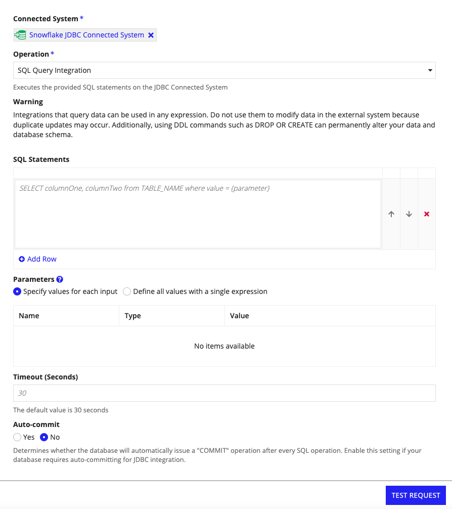 A blank SQL READ integration.