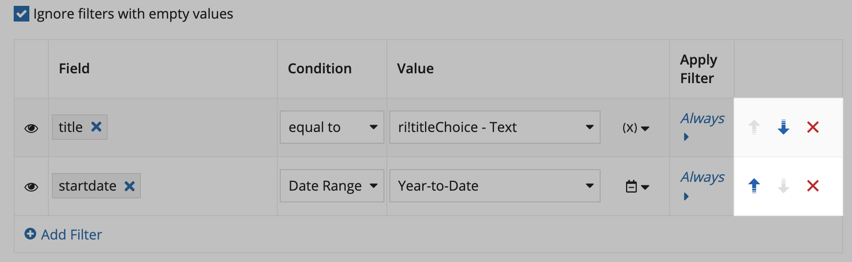 Filters Section