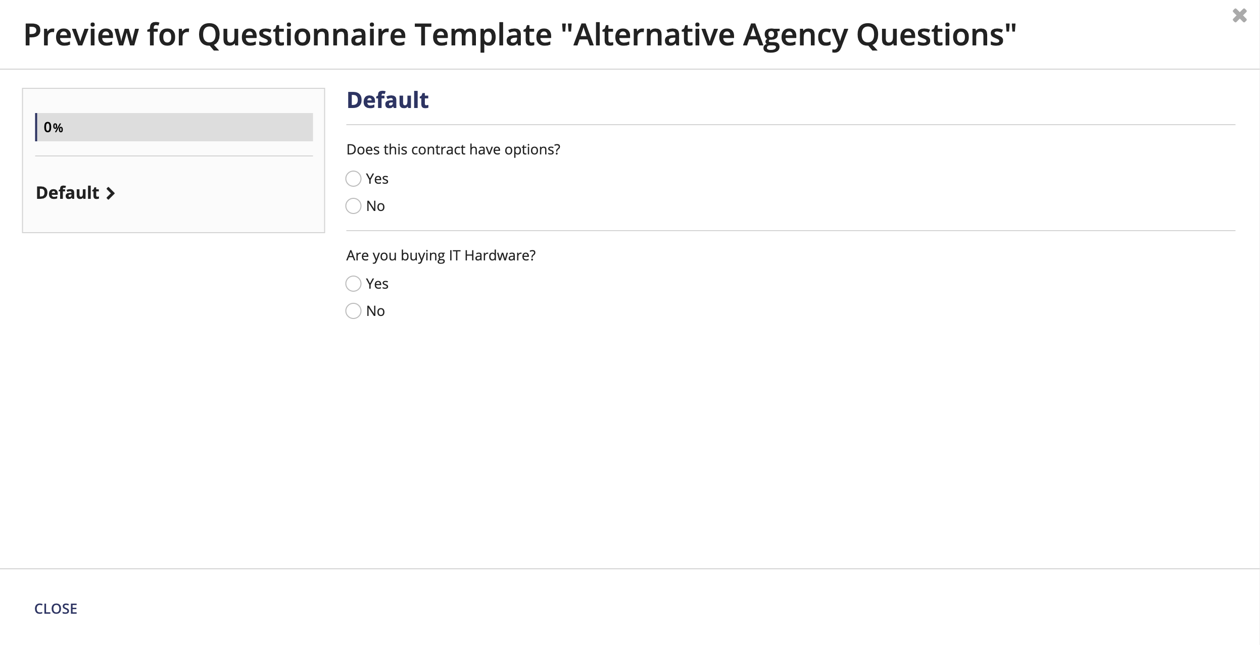 /Preview Questionnaire