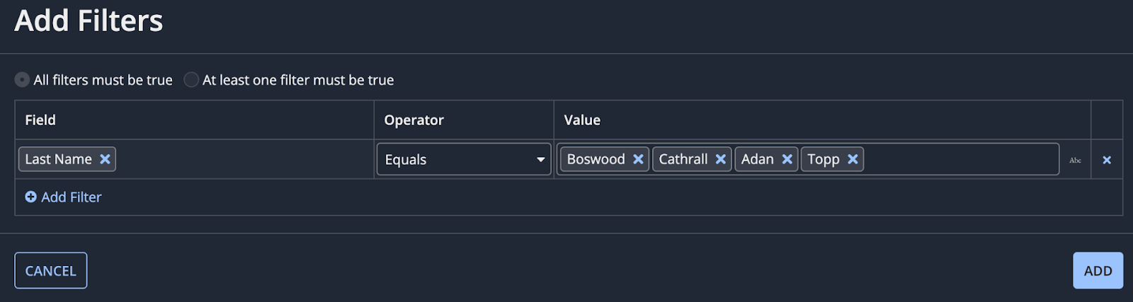 screenshot of more flexible list of filter values