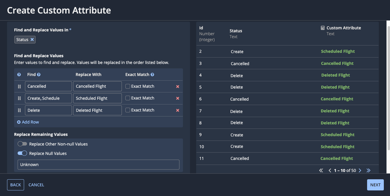 screenshot of creating custom attributes