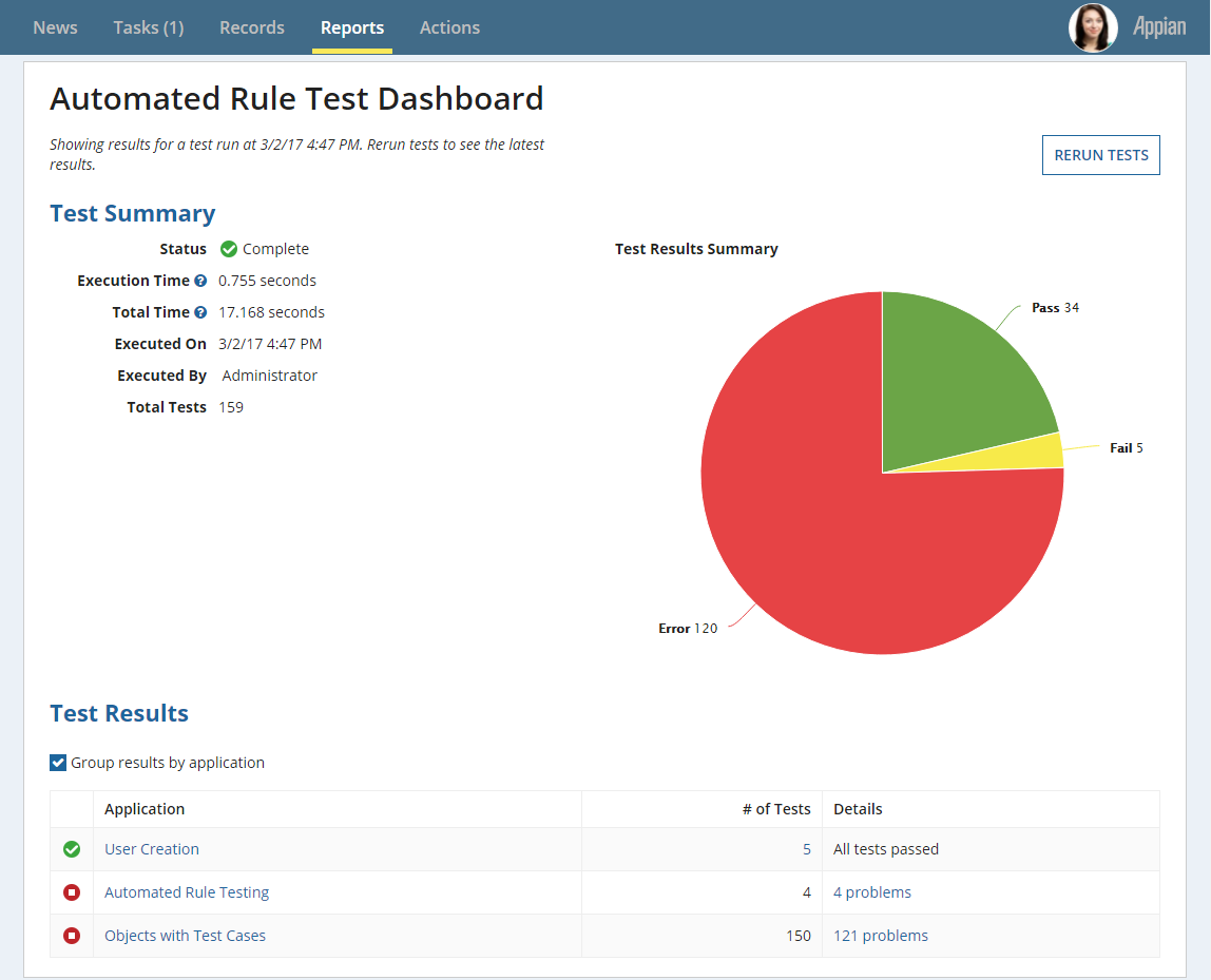 batch testing of rules