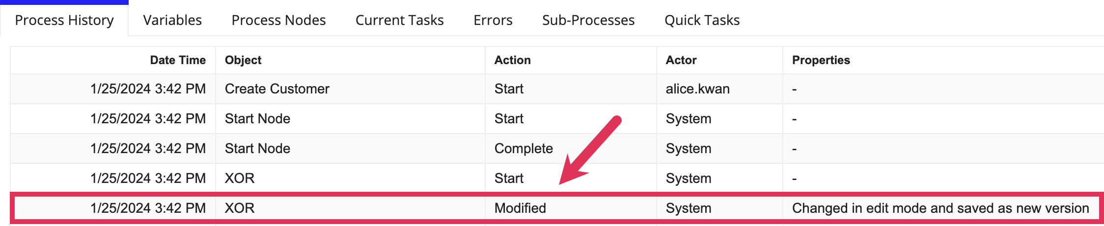 process upgrade history