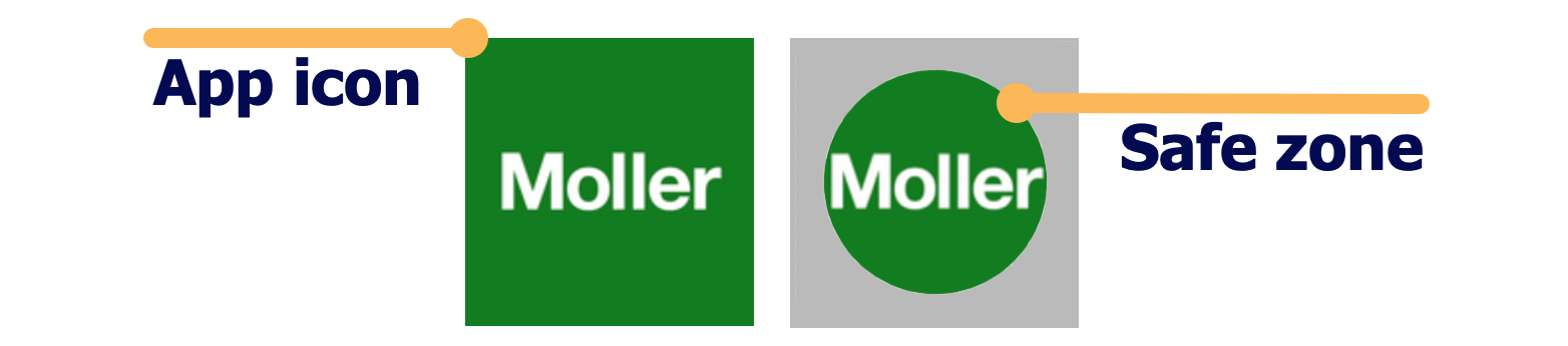 icon with and without safe zone