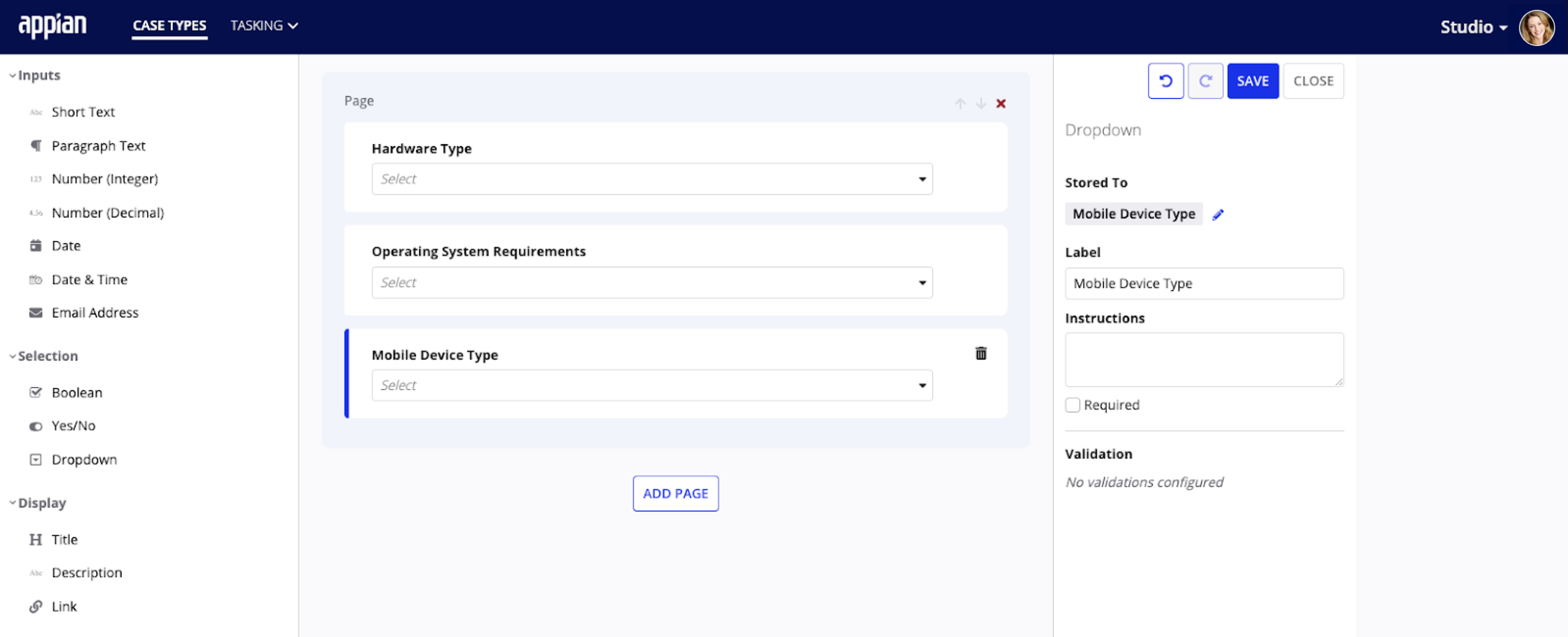 screenshot showing the data field added in form builder