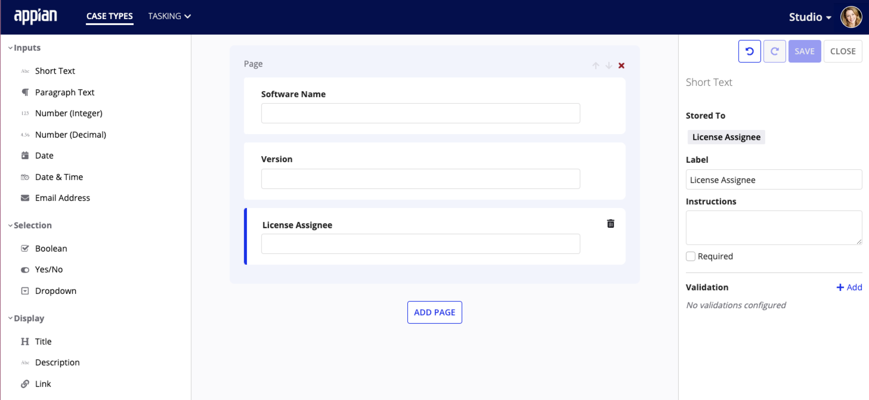 screenshot showing the data field added in form builder